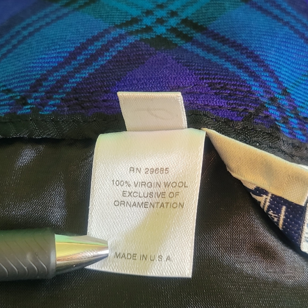 Vintage Petite Pendleton Blue & Purple Pleated Pencil Skirt - Picture 5 of 6